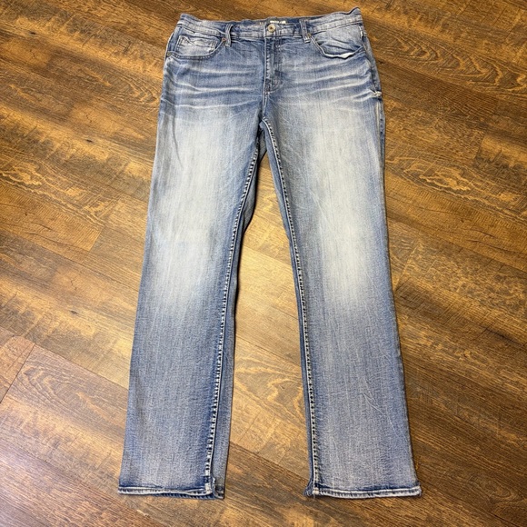 BKE Buckle Jake Straight Leg Blue Jeans Men’s 34 R Distressed Western - Picture 2 of 12